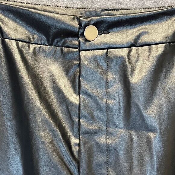NWT Shein Womens 3XL Black Pants Curve High Waist Faux Leather Straight Wide Leg - Picture 3 of 16